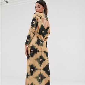 Asos open back cowl tie dye maxi dress